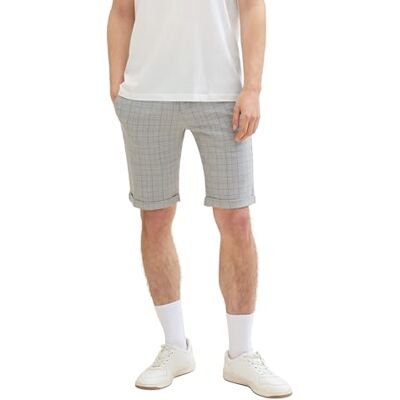 1040258 TOM TAILOR Denim Męskie szorty Slim Fit Bermudy ze wzorem w kratę, 35133 Grey Anthra Check, XXL 1040258 TOM TAILOR Denim Męskie szorty Slim Fit Bermudy ze wzorem w kratę, 35133 Grey Anthra Check, XXL