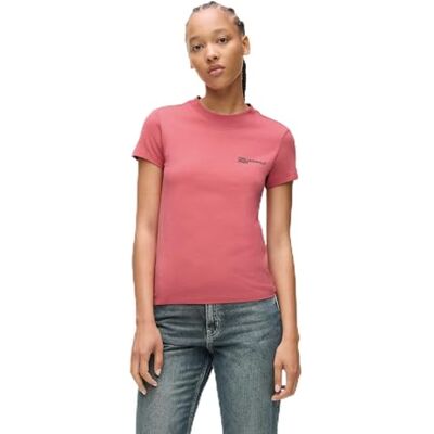 A1W17004 Karl Lagerfeld Jeans, Damskie, Slim Short Sleeve Essential Logo Tee, Slim Fit, Różowy, XL A1W17004 Karl Lagerfeld Jeans, Damskie, Slim Short Sleeve Essential Logo Tee, Slim Fit, Różowy, XL