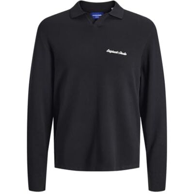 12286941-4876751 JACK & JONES Jornorrebro Light Knit Ls Polo Sn, czarny, XL 12286941-4876751 JACK & JONES Jornorrebro Light Knit Ls Polo Sn, czarny, XL