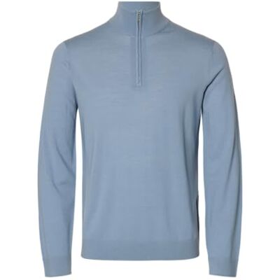 16094655-4884229 SELECTED MEN Slhtray Ls Knit Merino Half Zip Noos, Dusty Blue, XL 16094655-4884229 SELECTED MEN Slhtray Ls Knit Merino Half Zip Noos, Dusty Blue, XL