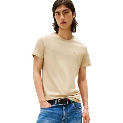 DM0DM04411RBV3XL Tommy Jeans Męski T-shirt z krótkim rękawem, oryginalny krój slim fit, khaki (Silt), 3XL Duże rozmiary DM0DM04411RBV3XL Tommy Jeans Męski T-shirt z krótkim rękawem, oryginalny krój slim fit, khaki (Silt), 3XL Duże rozmiary