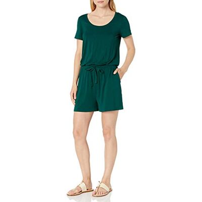 AE19113370-JDE-Large Amazon Essentials damski kombinezon z krótkim rękawem i okrągłym dekoltem, Jade zielony, L AE19113370-JDE-Large Amazon Essentials damski kombinezon z krótkim rękawem i okrągłym dekoltem, Jade zielony, L