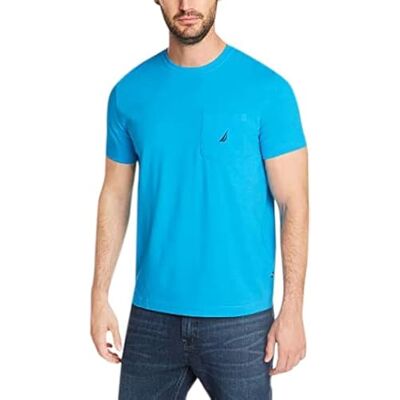 V73812-40F-M Nautica Męski solidny okrągły dekolt, krótkie rękawy, kieszeń T-shirt, Hawajski błękit oceaniczny, M V73812-40F-M Nautica Męski solidny okrągły dekolt, krótkie rękawy, kieszeń T-shirt, Hawajski błękit oceaniczny, M