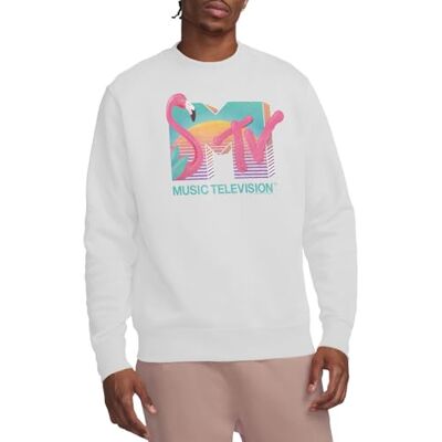 MTV142-UKAS-65 Bluza z logo MTV Flaming, biała, M, biały, M MTV142-UKAS-65 Bluza z logo MTV Flaming, biała, M, biały, M