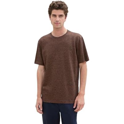 1043375 TOM TAILOR Męski Basic T-shirt ze strukturą, 36182 Orange Navy Grindle, XXL 1043375 TOM TAILOR Męski Basic T-shirt ze strukturą, 36182 Orange Navy Grindle, XXL