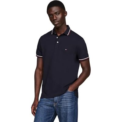 MW0MW37346 Tommy Hilfiger Męska koszulka polo Slim Fit S/S Polo, niebieska, XL, Niebieski (pustynne niebo), XL MW0MW37346 Tommy Hilfiger Męska koszulka polo Slim Fit S/S Polo, niebieska, XL, Niebieski (pustynne niebo), XL