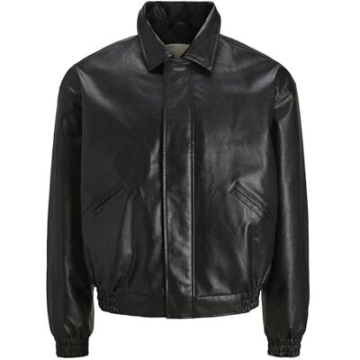 12274021-4716746 JACK & JONES Jcochrome Pu Bomber Jacket kurtka męska, czarny, XL 12274021-4716746 JACK & JONES Jcochrome Pu Bomber Jacket kurtka męska, czarny, XL