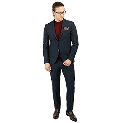 TRUKI100219 Bonamaison Męski garnitur Comfort Fit 6 kropli, zestaw spodni biznesowych, granatowy, standard TRUKI100219 Bonamaison Męski garnitur Comfort Fit 6 kropli, zestaw spodni biznesowych, granatowy, standard