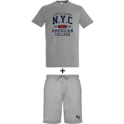 ACEN227 Gris Taille XL AMERICAN COLLEGE USA 2-częściowy zestaw koszul + szorty mieszane, Szary, TG ACEN227 Gris Taille XL AMERICAN COLLEGE USA 2-częściowy zestaw koszul + szorty mieszane, Szary, TG