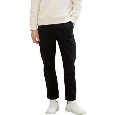1042186 TOM TAILOR Denim Męskie spodnie typu slim cargo do biegania, 2999 Black, XS 1042186 TOM TAILOR Denim Męskie spodnie typu slim cargo do biegania, 2999 Black, XS