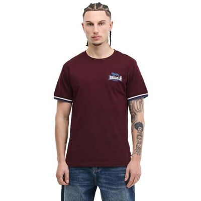117859 Lonsdale Męski T-shirt, normalny krój, SHILDON, Oxblood/Ecru/Navy, 3XL 117859 Lonsdale Męski T-shirt, normalny krój, SHILDON, Oxblood/Ecru/Navy, 3XL