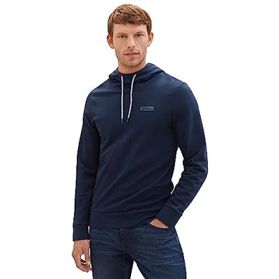 1037855 TOM TAILOR Męska bluza z kapturem basic z nadrukiem logo, 10668-sky Captain Blue, XXL 1037855 TOM TAILOR Męska bluza z kapturem basic z nadrukiem logo, 10668-sky Captain Blue, XXL