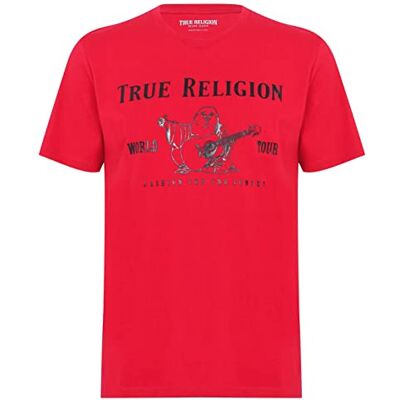 105487 True Religion Męska koszulka z krótkim rękawem metaliczna Budda, prawdziwa czerwień, L 105487 True Religion Męska koszulka z krótkim rękawem metaliczna Budda, prawdziwa czerwień, L