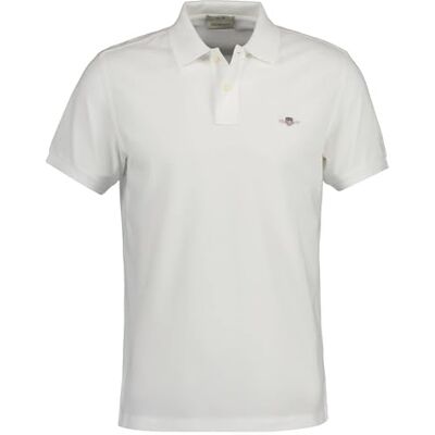 2220 GANT Męska koszulka polo Slim Shield SS Pique, biała, standardowa, biały, S 2220 GANT Męska koszulka polo Slim Shield SS Pique, biała, standardowa, biały, S