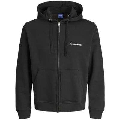 12282901-4825030 JACK & JONES Jornorrebro Emb Sweat Zip Hood Noos męski, czarny, M 12282901-4825030 JACK & JONES Jornorrebro Emb Sweat Zip Hood Noos męski, czarny, M
