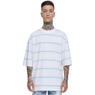 TB6412 Urban Classics Męski T-shirt Oversized Sleeve Modern Stripe Tee White/Oceanblue M, biały/niebieski (Oceanblue), M TB6412 Urban Classics Męski T-shirt Oversized Sleeve Modern Stripe Tee White/Oceanblue M, biały/niebieski (Oceanblue), M