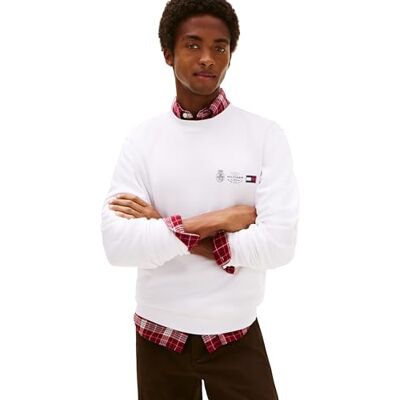 MW0MW40863 Tommy Hilfiger Męski SMALL CREST OUTLINE CREW NECK Pulower Bluza, Biały, XXL, Biały (biały), XXL MW0MW40863 Tommy Hilfiger Męski SMALL CREST OUTLINE CREW NECK Pulower Bluza, Biały, XXL, Biały (biały), XXL