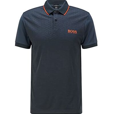 50452974 BOSS Męska koszulka polo Pauletech 1 Slim-Fit z recyklingu tkaniny stretch, czarny (Black1), M 50452974 BOSS Męska koszulka polo Pauletech 1 Slim-Fit z recyklingu tkaniny stretch, czarny (Black1), M
