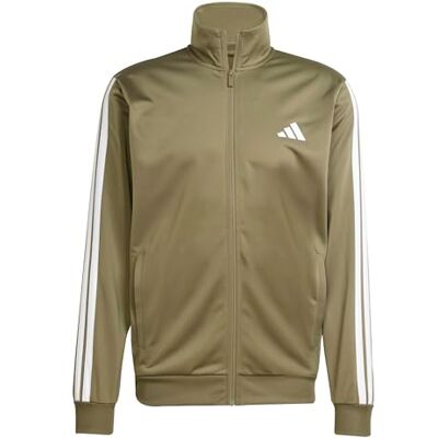 KSG43 adidas Mezczyzni Sportswear Basic 3 Stripes Tricot Track Suit, olive strata/white, M KSG43 adidas Mezczyzni Sportswear Basic 3 Stripes Tricot Track Suit, olive strata/white, M