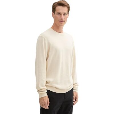 1043266 TOM TAILOR Sweter męski, 36305 piaskowy biały melanż, XXL 1043266 TOM TAILOR Sweter męski, 36305 piaskowy biały melanż, XXL