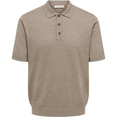22036161-4880880 ONLY & SONS Onsloui Reg 12 Ss Mel Polo Knit Noos, Desert Taupe, XS 22036161-4880880 ONLY & SONS Onsloui Reg 12 Ss Mel Polo Knit Noos, Desert Taupe, XS