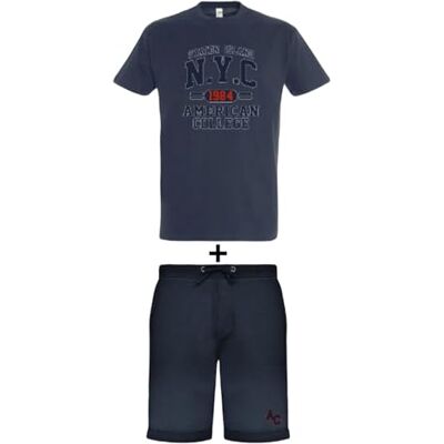 ACEN227 Marine Taille S AMERICAN COLLEGE USA 2-częściowy zestaw koszul + szorty mieszane, granatowy, S ACEN227 Marine Taille S AMERICAN COLLEGE USA 2-częściowy zestaw koszul + szorty mieszane, granatowy, S