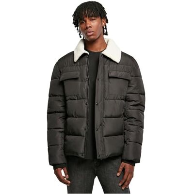 TB5536 Urban Classics Sherpa Collar Padded Shirt Jacket, stylowa m?ska kurtka puchowa z wywijanym ko?nierzem, dost?pna w kolorze czarnym, rozmiary S-5XL, czarny, XL TB5536 Urban Classics Sherpa Collar Padded Shirt Jacket, stylowa m?ska kurtka puchowa z wywijanym ko?nierzem, dost?pna w kolorze czarnym, rozmiary S-5XL, czarny, XL
