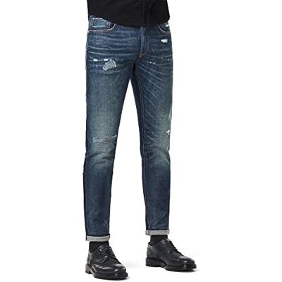 51014-B454-B993 G-STAR RAW Męskie dżinsy 3301 Slim Selvedge, Antic Gloaming Blue Restored B454-b993, 27W x 32L 51014-B454-B993 G-STAR RAW Męskie dżinsy 3301 Slim Selvedge, Antic Gloaming Blue Restored B454-b993, 27W x 32L