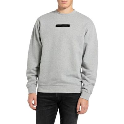 M6970 .000.22890CS Replay Męska bluza regular fit z okrągłym dekoltem, M08 Melange Grey, XS M6970 .000.22890CS Replay Męska bluza regular fit z okrągłym dekoltem, M08 Melange Grey, XS