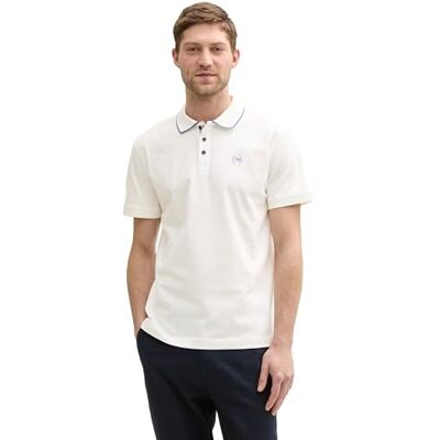 1046874 Tom Tailor Męska koszulka polo z nadrukiem piqué, 10332 – Off White, L 1046874 Tom Tailor Męska koszulka polo z nadrukiem piqué, 10332 – Off White, L