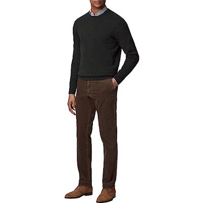 HM212504 Hackett London Męskie spodnie chino ze sznurka pigmentowego, Brązowy (czekolada), 28W / 28L HM212504 Hackett London Męskie spodnie chino ze sznurka pigmentowego, Brązowy (czekolada), 28W / 28L