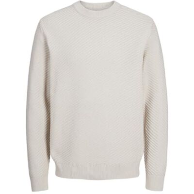12267322 JACK & JONES Męski sweter z dzianiny Jcoalpha Knit Crew Neck, Moonbeam, XS 12267322 JACK & JONES Męski sweter z dzianiny Jcoalpha Knit Crew Neck, Moonbeam, XS