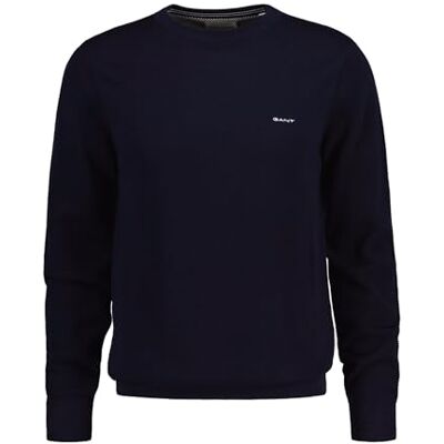 8040521 GANT Męski sweter Cotton Pique C-Neck Pulver, Evening Blue, Standard, niebieski (Evening Blue), 3XL 8040521 GANT Męski sweter Cotton Pique C-Neck Pulver, Evening Blue, Standard, niebieski (Evening Blue), 3XL