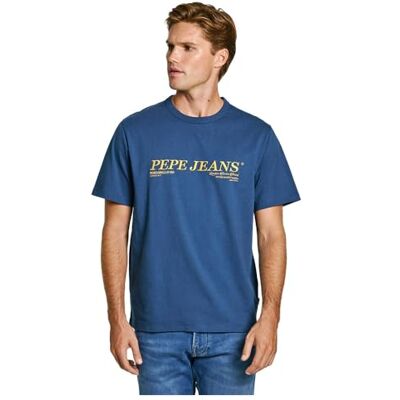 PM509728579L Pepe Jeans Męska koszulka Dylan, niebieska (Sterling Blue), L, Niebieski (Sterling Blue), L PM509728579L Pepe Jeans Męska koszulka Dylan, niebieska (Sterling Blue), L, Niebieski (Sterling Blue), L