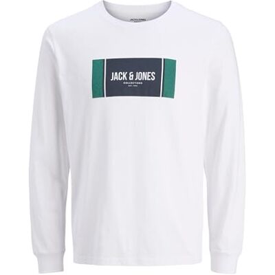 12282290-4819561 JACK & JONES Jjhayato Tee Ls Crew Neck BTS, biały, S 12282290-4819561 JACK & JONES Jjhayato Tee Ls Crew Neck BTS, biały, S