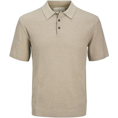 12271483-4741792 Jprcccooper Knit Polo Ss Sn, Greige, M 12271483-4741792 Jprcccooper Knit Polo Ss Sn, Greige, M
