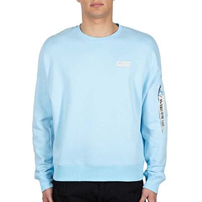 118317-648 ALPHA INDUSTRIES Męski sweter Organics Os Sweater, 648-Organic Sky Blue, XS 118317-648 ALPHA INDUSTRIES Męski sweter Organics Os Sweater, 648-Organic Sky Blue, XS