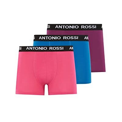 AR-3 ANTONIO ROSSI Męskie dopasowane bokserki hipsterskie męskie bokserki wielopak z elastycznym paskiem bogata w bawełnę, wygodna bielizna męska, Fioletowy/różowy/niebieski (3 szt.), S AR-3 ANTONIO ROSSI Męskie dopasowane bokserki hipsterskie męskie bokserki wielopak z elastycznym paskiem bogata w bawełnę, wygodna bielizna męska, Fioletowy/różowy/niebieski (3 szt.), S