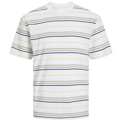 12256295-4493337 Jack&Jones Jcolotus Stripe Tee SS Crew Neck, Biały/paski: desert/niebieski/limonkowy, M 12256295-4493337 Jack&Jones Jcolotus Stripe Tee SS Crew Neck, Biały/paski: desert/niebieski/limonkowy, M