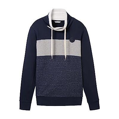 1037761_10668 Męska bluza z kapturem TOM TAILOR z blokami kolorów, 10668-niebieski kapitan nieba, S 1037761_10668 Męska bluza z kapturem TOM TAILOR z blokami kolorów, 10668-niebieski kapitan nieba, S