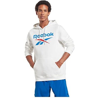 BV872 Reebok Męska bluza z dużym logo, biała, L, biały, L BV872 Reebok Męska bluza z dużym logo, biała, L, biały, L