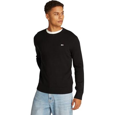 DM0DM18895 Tommy Jeans Męski sweter TJM Slim Essential Light Sweter, czarny, 6XL, czarny (czarny), 6XL DM0DM18895 Tommy Jeans Męski sweter TJM Slim Essential Light Sweter, czarny, 6XL, czarny (czarny), 6XL