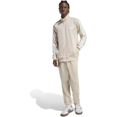 KSG43 adidas Mezczyzni Sportswear Basic 3 Stripes Tricot Track Suit, Crystal Linen/white, XL KSG43 adidas Mezczyzni Sportswear Basic 3 Stripes Tricot Track Suit, Crystal Linen/white, XL