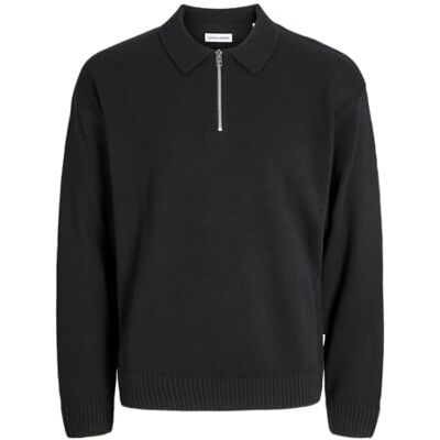 12278968-4774486 Jjeurban Jack Knit Polo Ls Ln, czarny, S 12278968-4774486 Jjeurban Jack Knit Polo Ls Ln, czarny, S