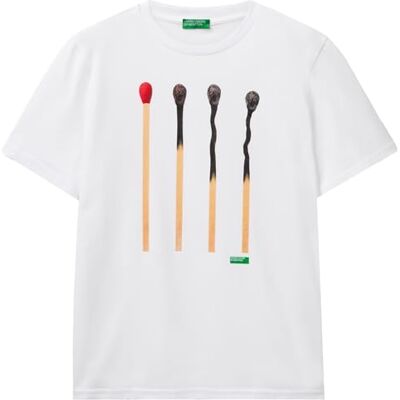 3BL0U10AG United Colors of Benetton t-shert, Kolor biały, S 3BL0U10AG United Colors of Benetton t-shert, Kolor biały, S