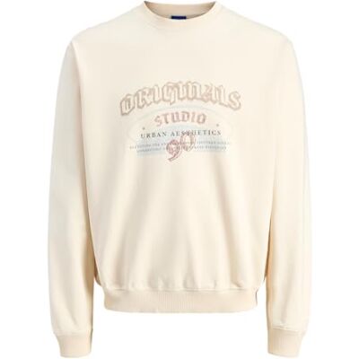12283903-4832692 JACK & JONES Jormeadows Front Sweat Crew Neck, Antique White, XS 12283903-4832692 JACK & JONES Jormeadows Front Sweat Crew Neck, Antique White, XS