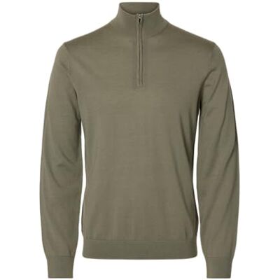 16094655-4884227 SELECTED MEN Slhtray Ls Knit Merino Half Zip Noos, wetiver, XL 16094655-4884227 SELECTED MEN Slhtray Ls Knit Merino Half Zip Noos, wetiver, XL