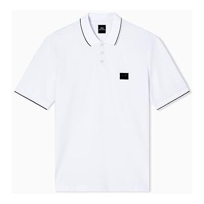 XM001393AF16262U0002 Armani Exchange Męska koszulka polo z krótkim rękawem i logo z naszywką na guziki, biały, XXL XM001393AF16262U0002 Armani Exchange Męska koszulka polo z krótkim rękawem i logo z naszywką na guziki, biały, XXL
