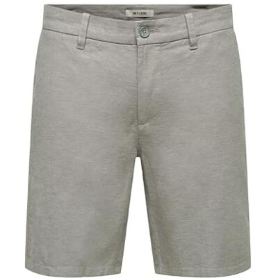 22024940-4405195 ONLY & SONS ONSMARK 0011 Cotton Linen Shorts NOOS, Castor Gray, S 22024940-4405195 ONLY & SONS ONSMARK 0011 Cotton Linen Shorts NOOS, Castor Gray, S
