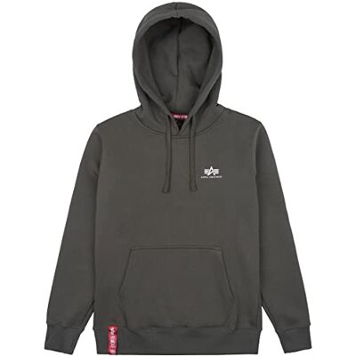 196318-142 Alpha Industries Basic Hoody Small Logo Bluza z kapturem dla mężczyzn Dark Olive 196318-142 Alpha Industries Basic Hoody Small Logo Bluza z kapturem dla mężczyzn Dark Olive